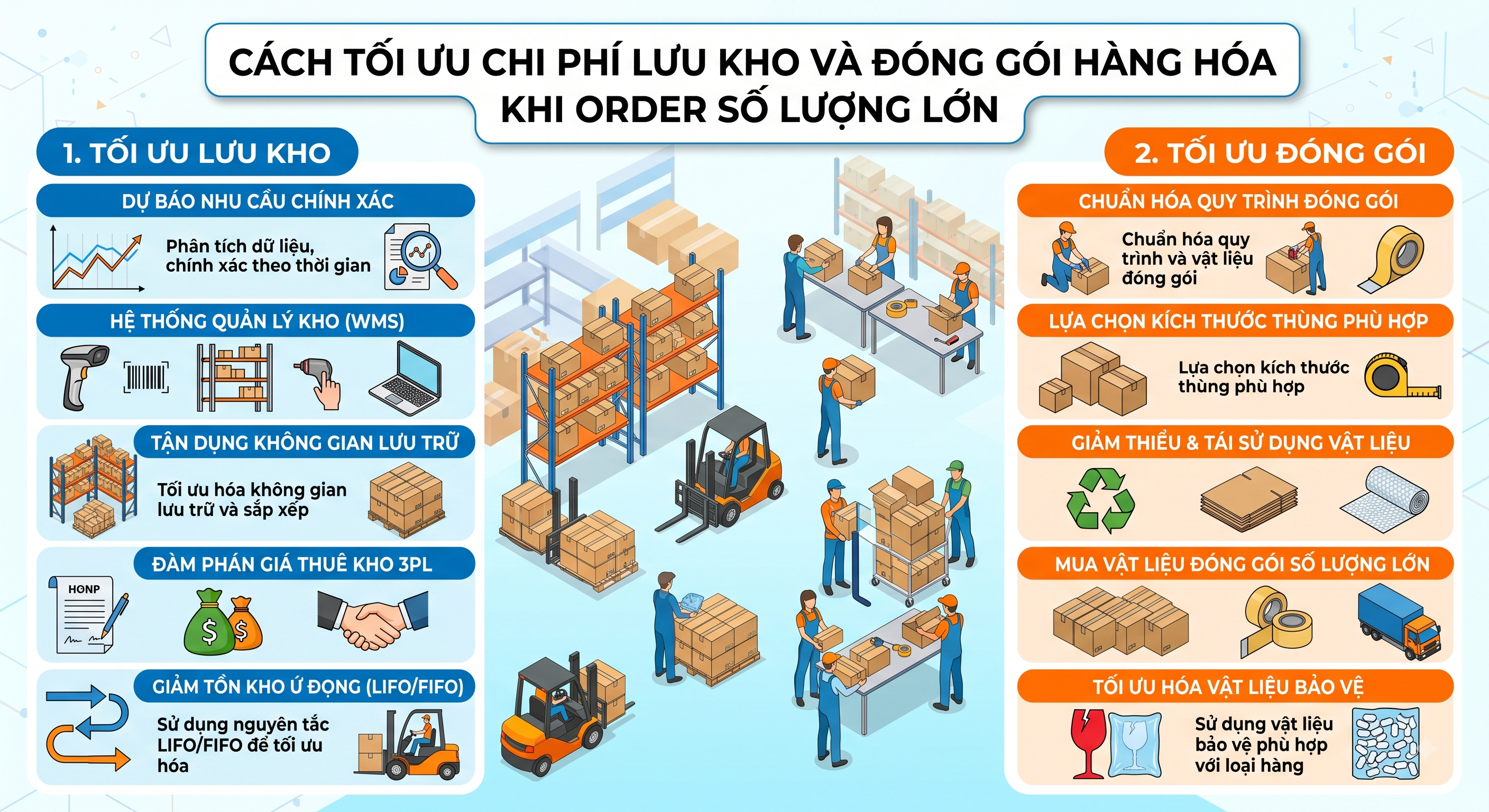 Cách tối ưu chi phí lưu kho và đóng gói hàng hóa khi order số lượng lớn
