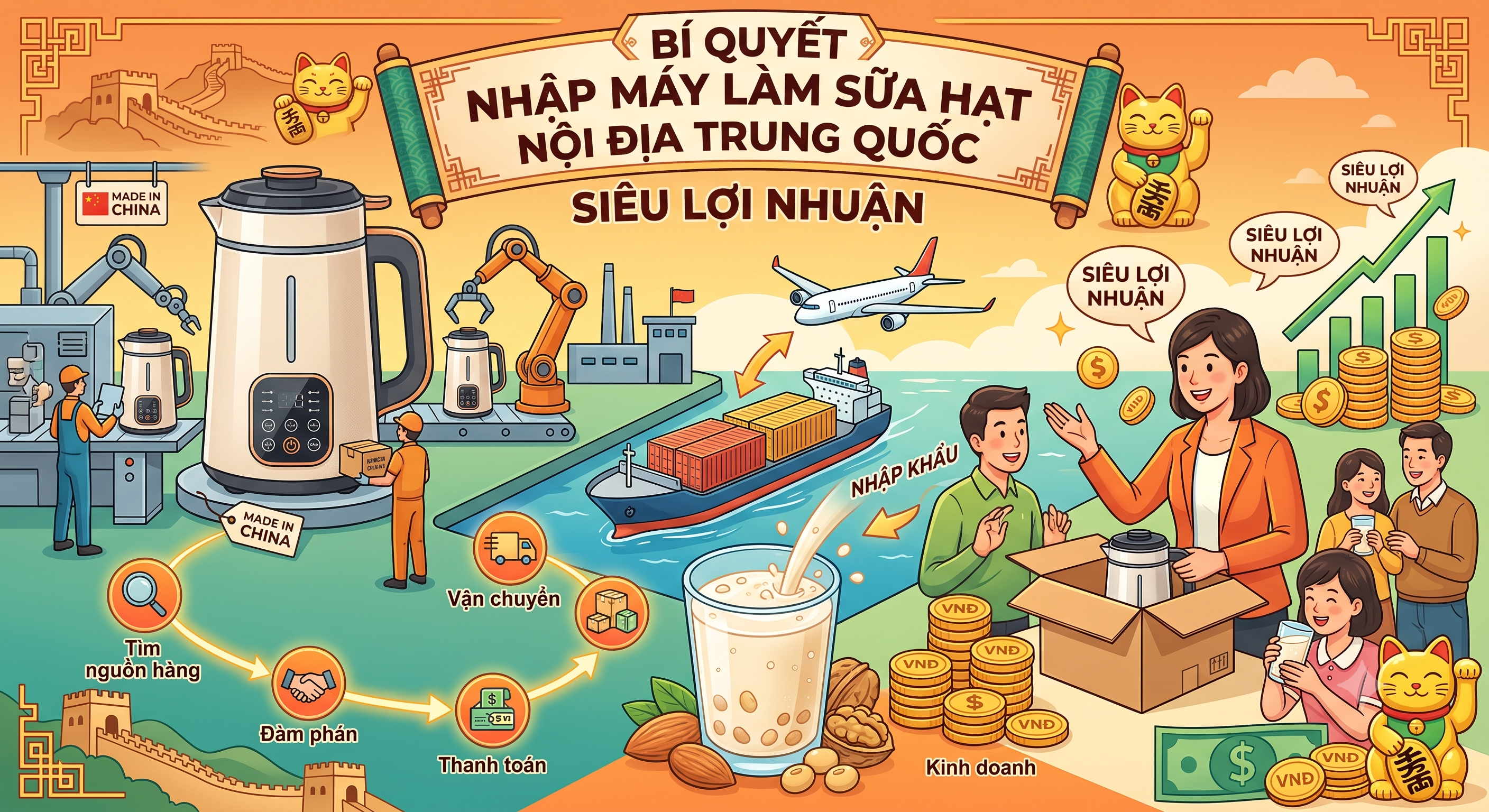 Bí Quyết Nhập Máy Làm Sữa Hạt Nội Địa Trung Quốc Siêu Lợi Nhuận