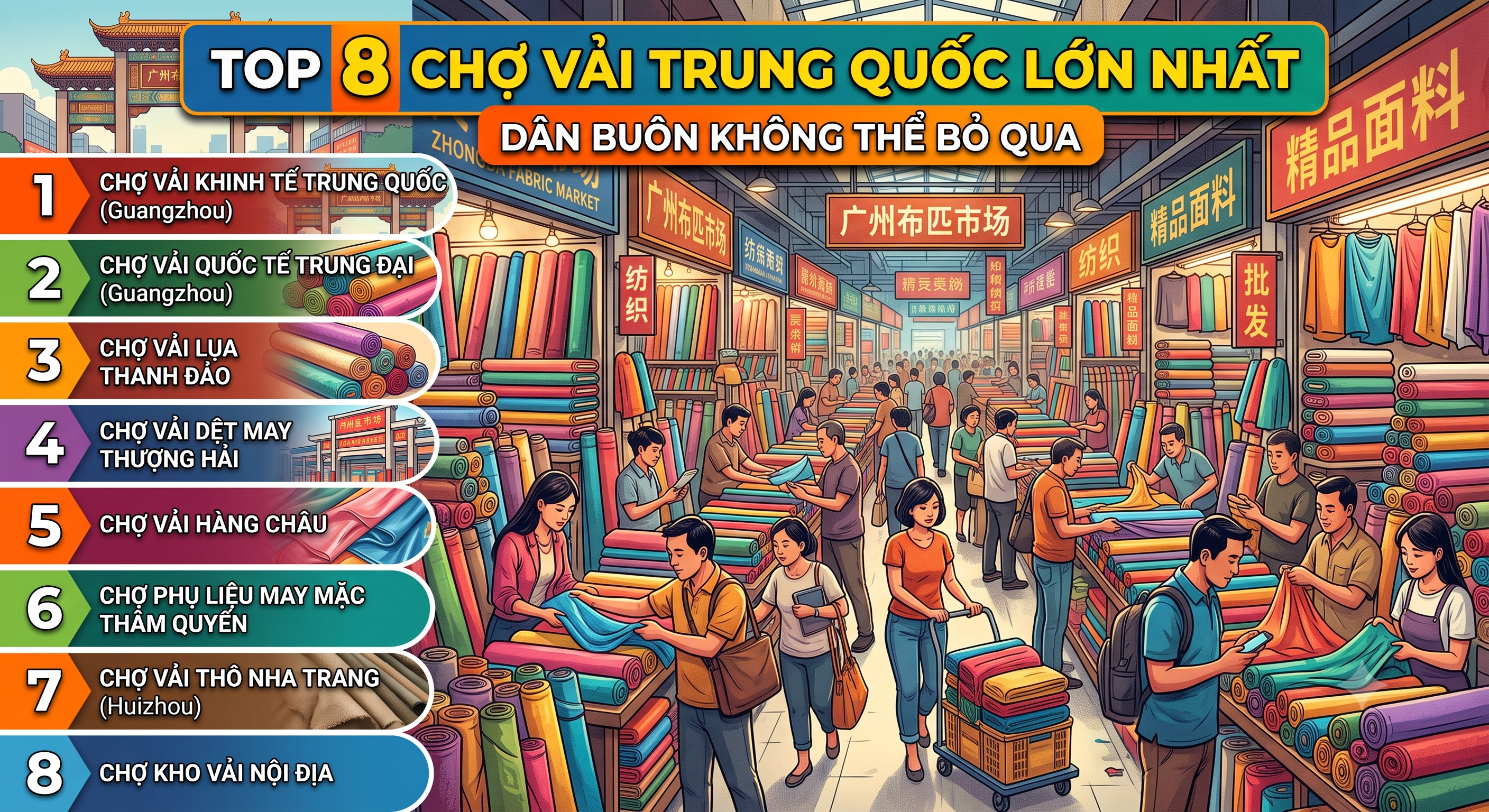 Top 8 Chợ Vải Trung Quốc Lớn Nhất Dân Buôn Không Thể Bỏ Qua