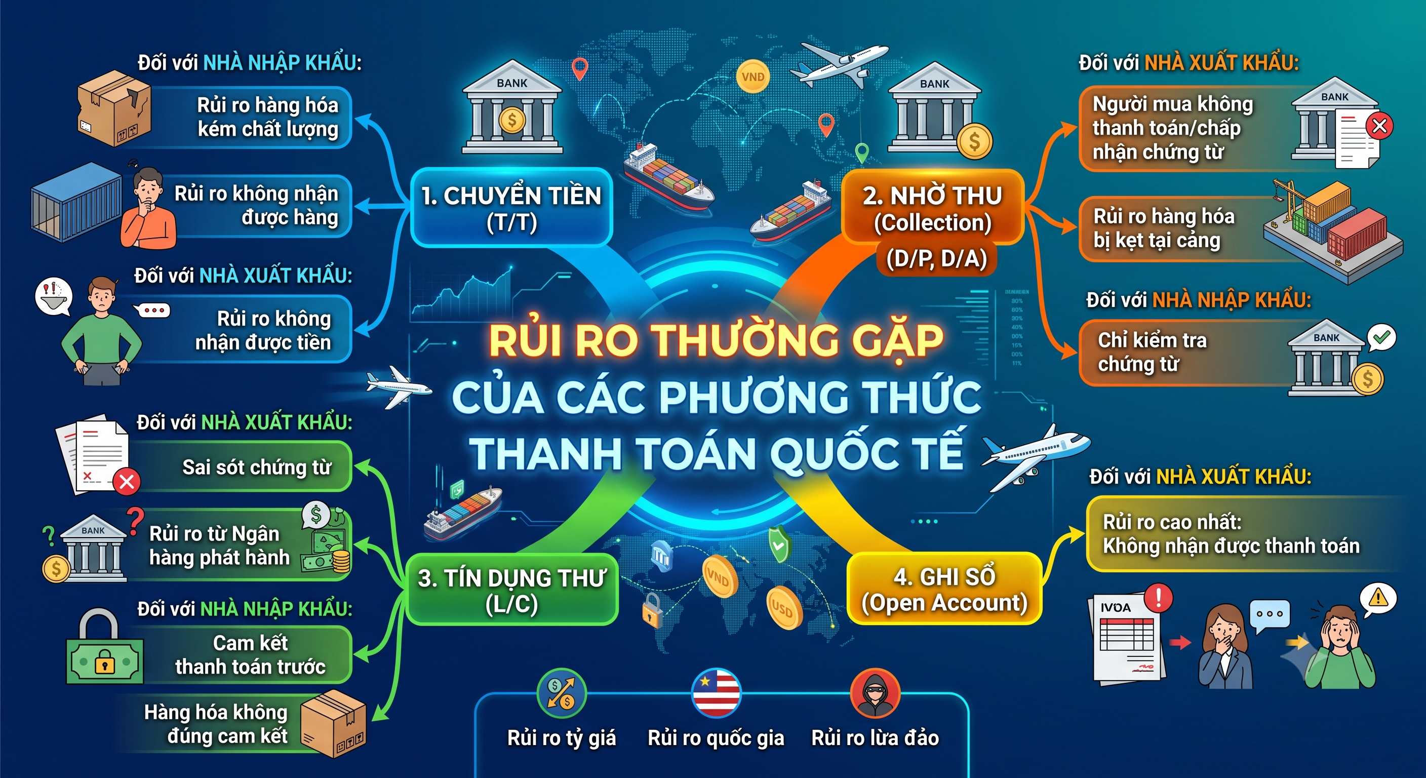 Rủi ro thường gặp của các Phương thức thanh toán Quốc tế